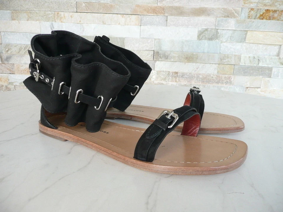 Marc By Marc Jacobs 38 Sandali Scarpe Cuoio Nero Nuovo Origin. - Immagine 2 di 4