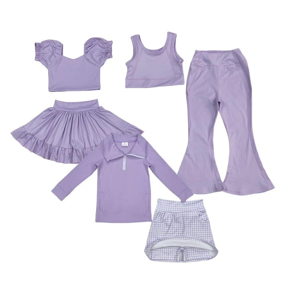 Baby Girls Sibling Violet Color Yoga Sport Elastic Clothing