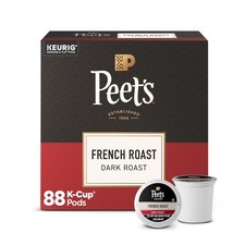 Peet's Coffee, Dark Roast 22 Count Pack of 4 , French - 88 K-Cups