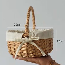 UK Portable Wicker Cute Picnic Basket Kids Gift Basket Storage Party Hamper NEW