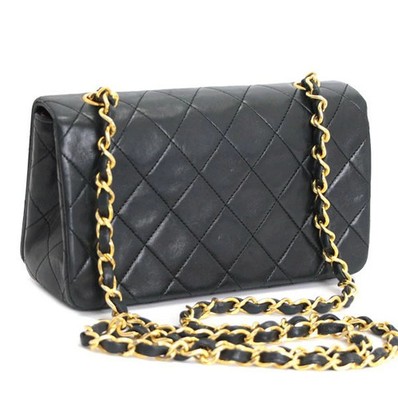 Chanel Vintage Mini Matelasse20 Full Flap Chain Shoulder Bag Lamb Black G No. 1