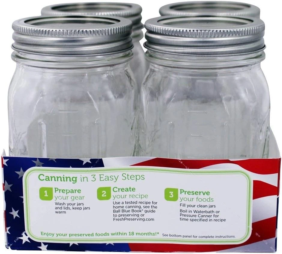 Ball Keepsake USA Stars and Stripes Regular Mouth Canning Jars 1 pt. 4 Clear  Foto 4 de 4