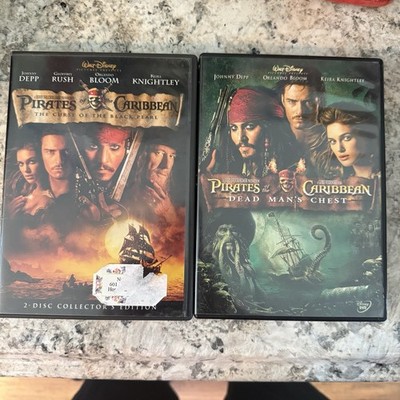 Pirates of The Caribbean Movies 1, 2 (DVD) cure of black pearl, dead mans chest