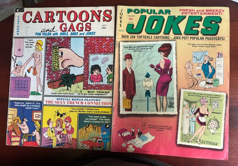 Vintage Adult Humor Magazine Lot of 2:Popular Jokes/Cartoons And Gags 1975