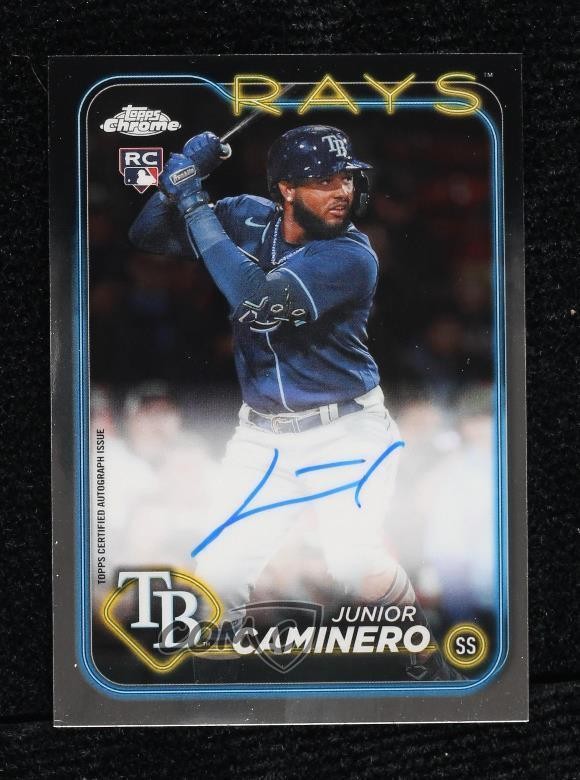 Junior Caminero 2024 Topps Chrome #RA-JCA Rookie Autographs Junior Caminero 2024 Topps Chrome #RA-JCA Rookie Autographs