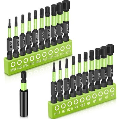 Impact Hex Head Bit Set, Allen Wrench Drill Bit Set 20Pcs (Metric&Sae), Allen So