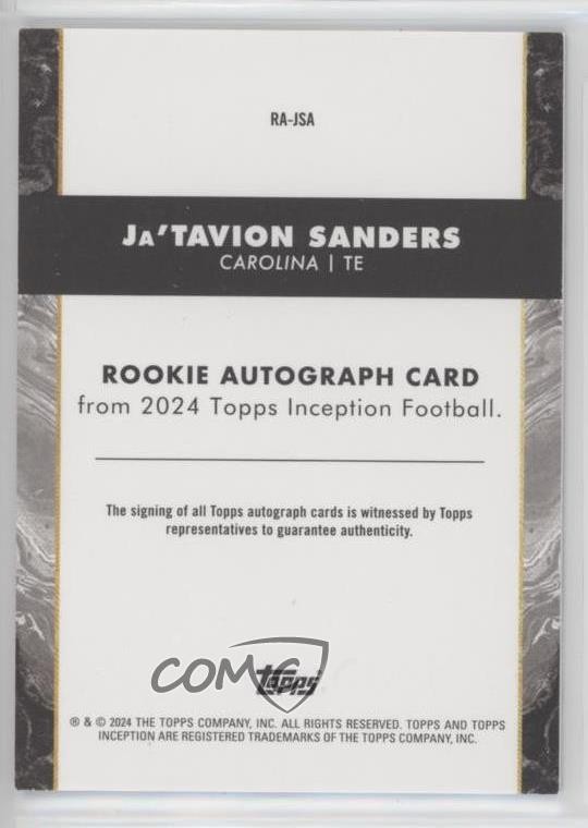 2024 Topps Inception Rookie Auto Ja'Tavion Sanders #RA-JSA Auto RC
