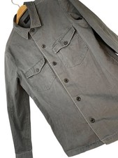 Allsaints Firebase Mens L Olive Denim Shirt EUC Flap Pockets RII10585 Military