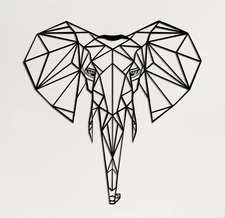 DEKADRON Metal Wall Art- Geometric Elephant Head -3D 30L" x 28W" 