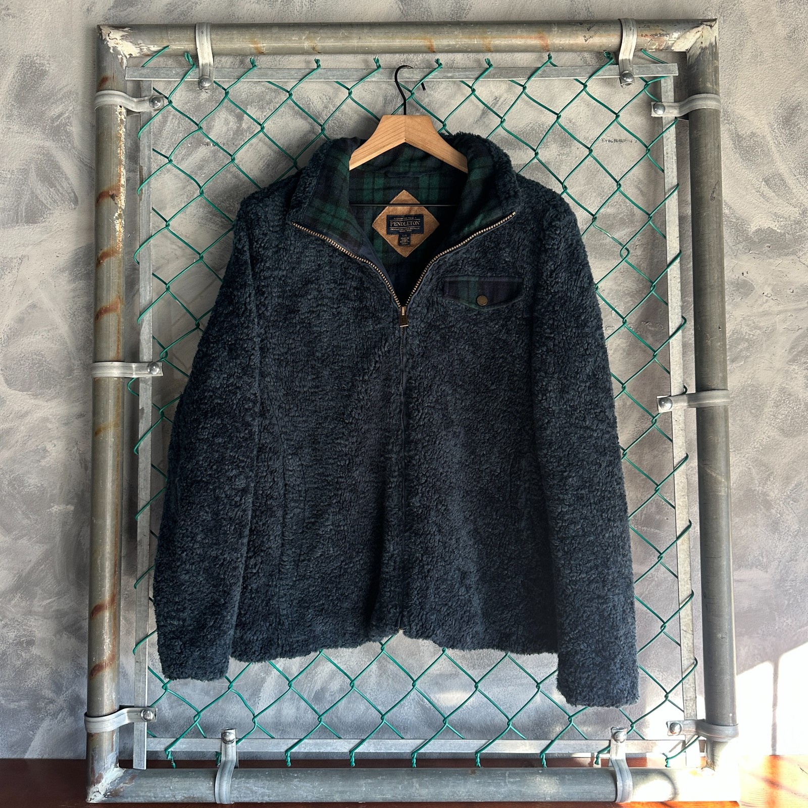 Pendleton Jacket Size L Blue Lined Pockets Teddy … - image 1