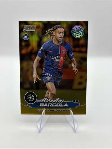 2023-24 Topps Stadium Club Chrome UEFA #86 Bradley Barcola Member Gold /50 RC SP