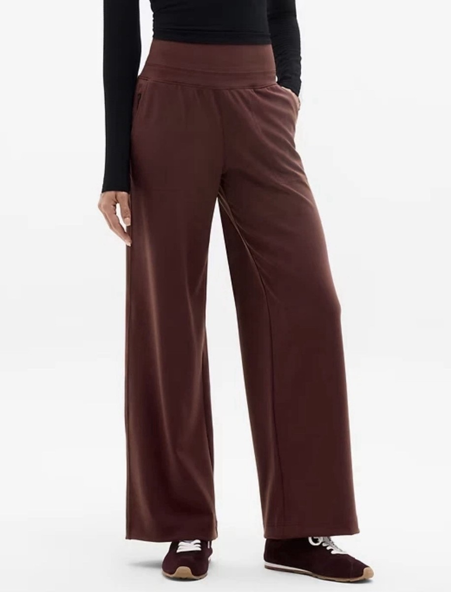 Athleta XXSP PETITE Venice High Rise Wide Leg Pant Garnet Burgundy