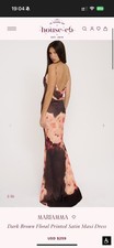House of cb MARIAMMA Dark Brown Floral Printed Satin Maxi Dress sizeM Brand new