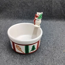 Vintage Pfaltzgraff 2002 Snow Bear Collection Dip Mix Bowl with Spreader