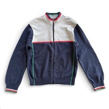 Paul Smith Junior Zebra Zip Up Knit Cardigan Jacket Sweater Gray Navy Boys 10