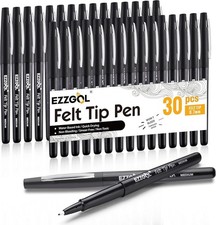 Black Felt Tip Pens, 30 Pack, 0.7Mm Medium Fine Point Markers for Writing and Dr