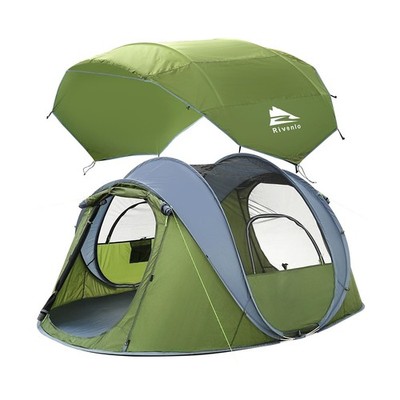 4 Person Easy Pop Up Tent, Automatic Setup, Waterproof, 2 Doors-Instant Famil...
