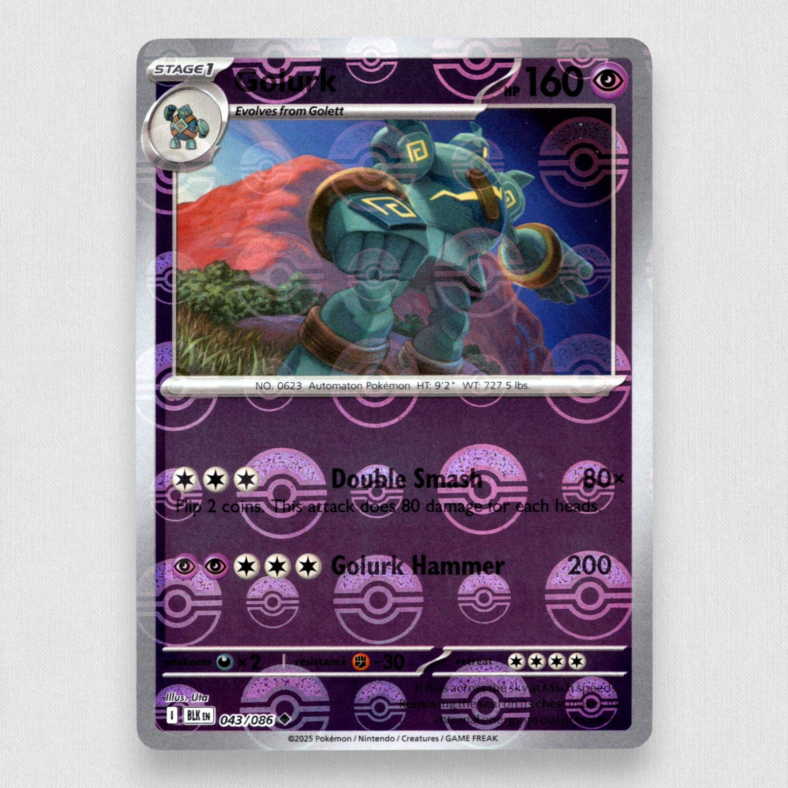 Golurk (Poke Ball Pattern) 043/086 SV: Black Bolt Holo Uncommon Pokemon TCG NM