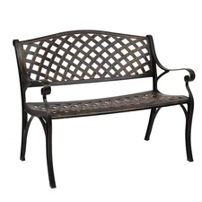Outdoor Cast Aluminum Bench With Mesh Backrest Patio Garden Bench Park Yard 40"