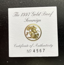 1997 Proof Sovereign Royal Mint Certificate only.