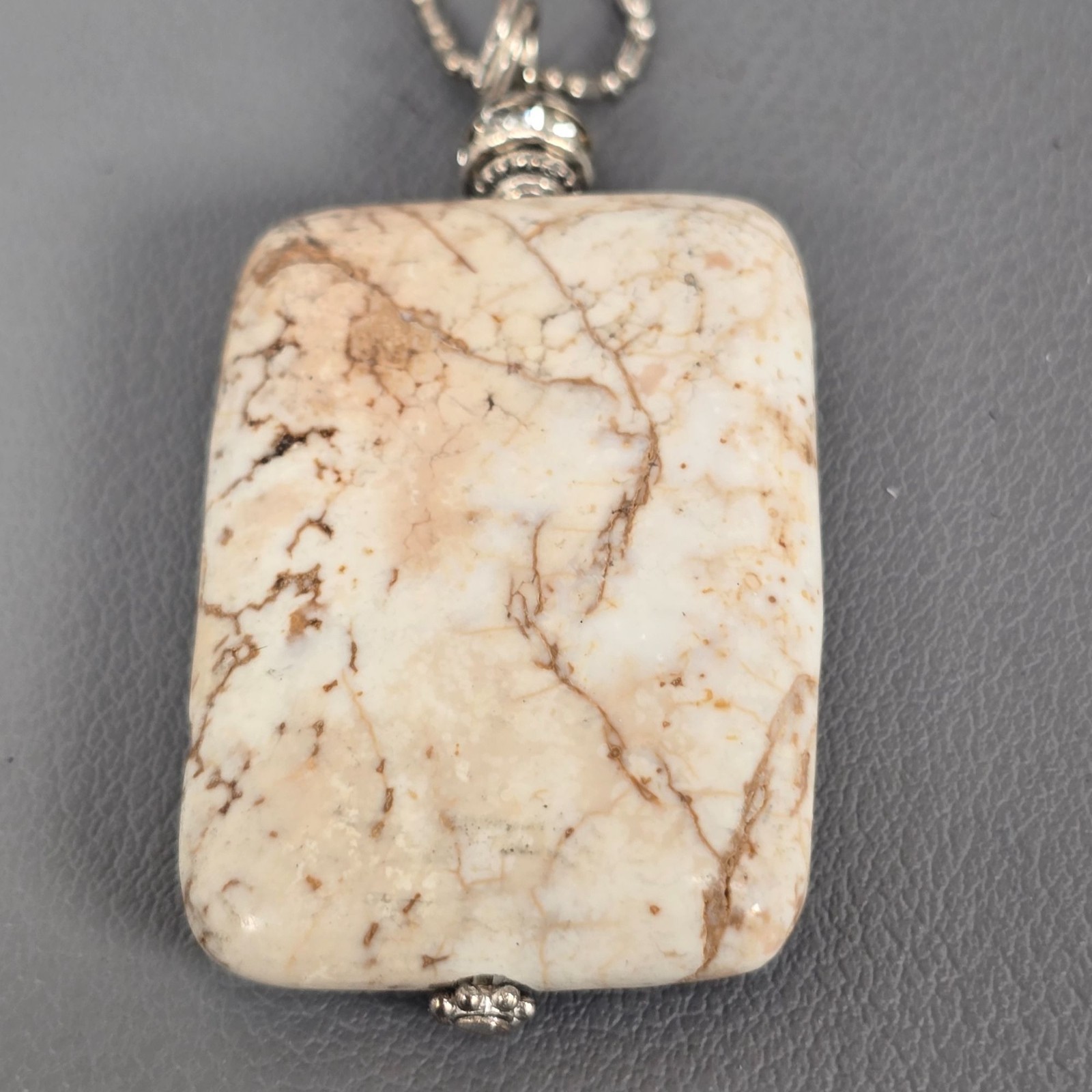 Wild Horse Jasper Rectangular Pendant Necklace W/… - image 9