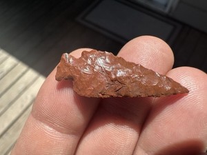 Red Jasper Arrowhead found in Klamath County, OR 100% Authentic Guarantee.