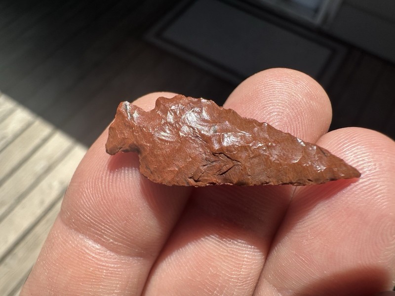 Red Jasper Arrowhead found in Klamath County, OR 100% Authentic Guarantee.