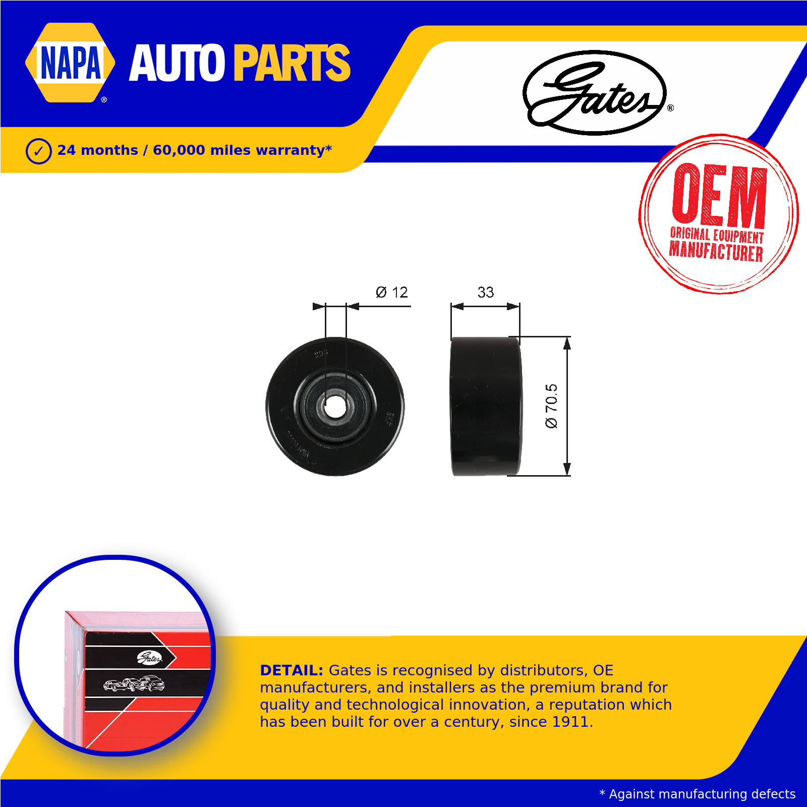 Aux Belt Idler Pulley fits NISSAN NT400 F24F, F91AN 2.5D 2014 on Guide Gates New