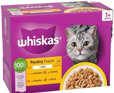 Whiskas Poultry Feasts in Jelly 1+ Adult Wet Cat Food Pouches - 12x85g