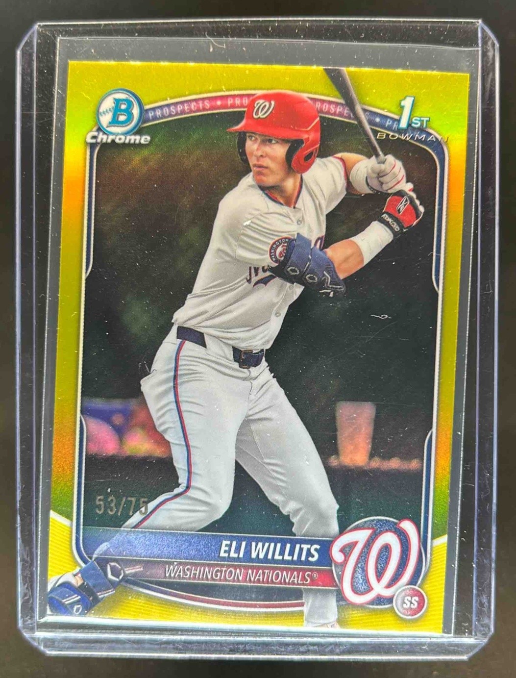 2025 Bowman Draft Eli Willits Chrome Yellow Refractor 1st #/75 Nationals