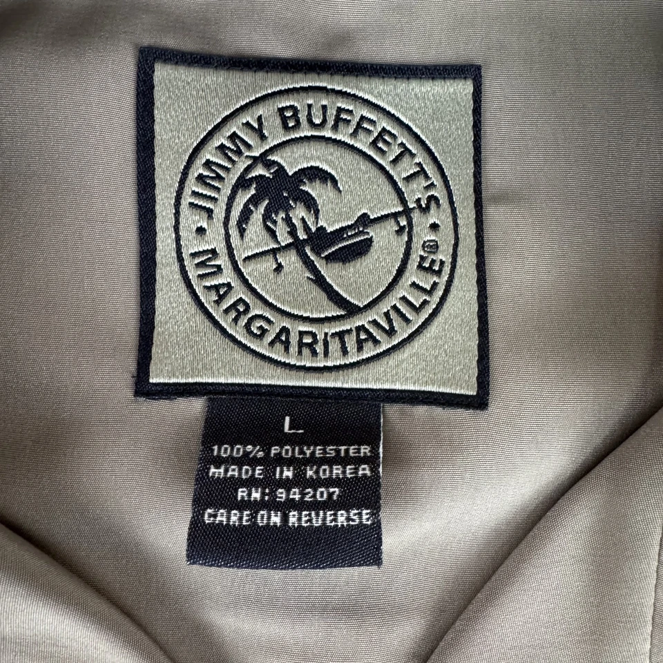 Camisa masculina Jimmy Buffett Margaritaville grande bronzeada bordada com botões - Imagem 4 de 4