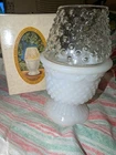 Vintage 1973 Avon Milk Glass Fairy Lamp Hobnail Candle Light Holder