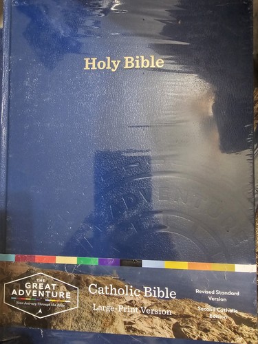The Great Adventure Bible RSV 2nd Catholic Edition Navy Blue Large Print Sealed 