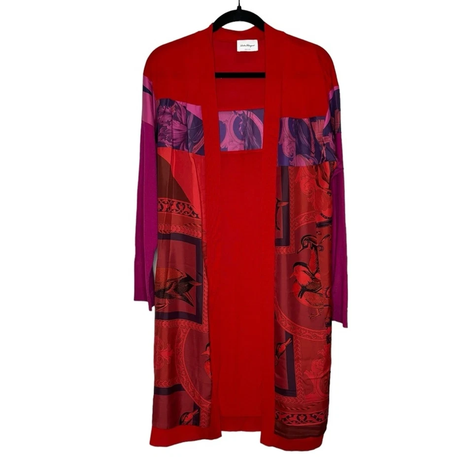 Salvatore Ferragamo Heritage Print Long Silk Cardigan - Image 4 of 4