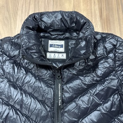 Abercrombie & Fitch Ultra Down Puffer Jacket Women s S Black Nylon Lightweight