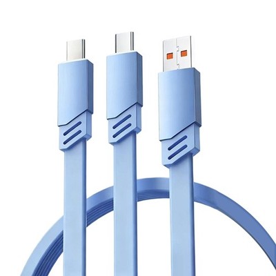 Simultaneous Double Type C Charging 1.5m Flat Cord Multiple Device Power Data