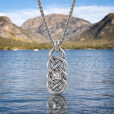Brighton Interlok LUSTRE Necklace Silver Celtic Knot Crystal Pendant NWT 58