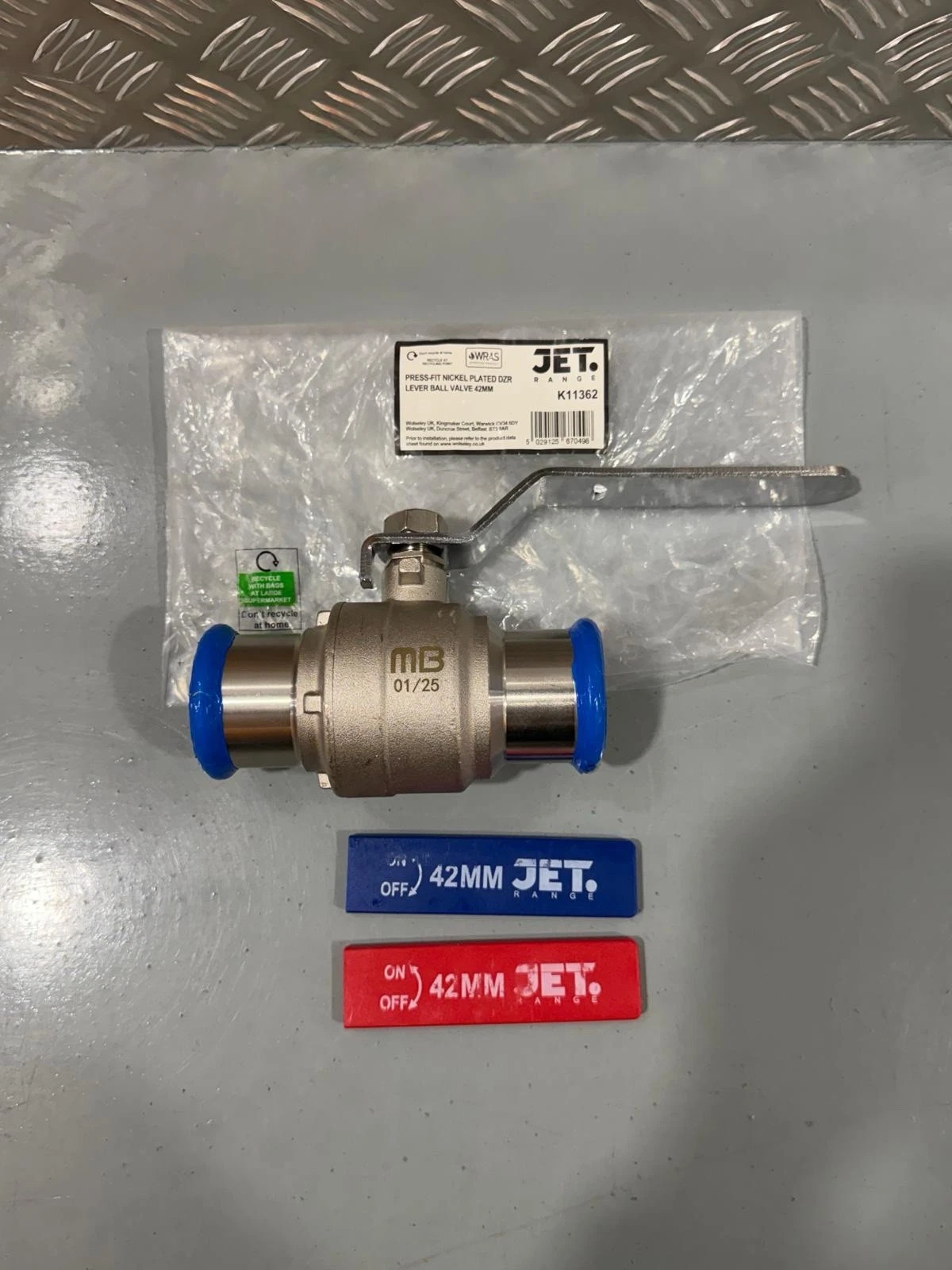 Jet Press Fit Nickel Plated DZR Lever Ball Valve 42mm K11362 Brand New 3