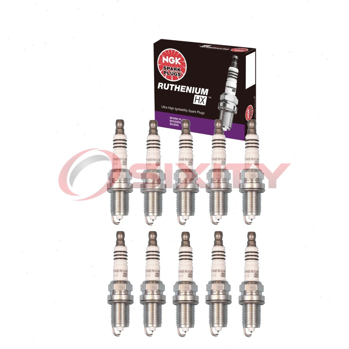 10 pcs NGK Ruthenium HX Spark Plugs for 1997-2003 Dodge Ram 3500 8.0L V10 - yf