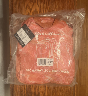 Eddie Bauer Stowaway Packable 20L Backpack Pink Lightweight Travel/Daypack NEW