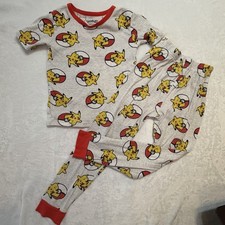 Pok mon Pikachu Gray Short Sleeve Shirt Pants Pajamas Set Size 8 2024 Nintendo