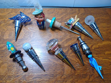 10 Assorted Bottle Stoppers Glass Wood Steel Fish Dolphin Fancy JGDS