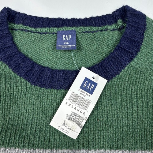 VTG 90s Y2K Gap Wool Striped Colorblock Crewneck Knit Pullover Sweater Mens XXL - Picture 5 of 9