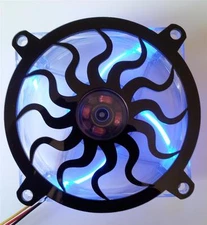 Custom 140mm SUN SPIRAL Computer Fan Grill Gloss Black Acrylic Cooling Cover Mod