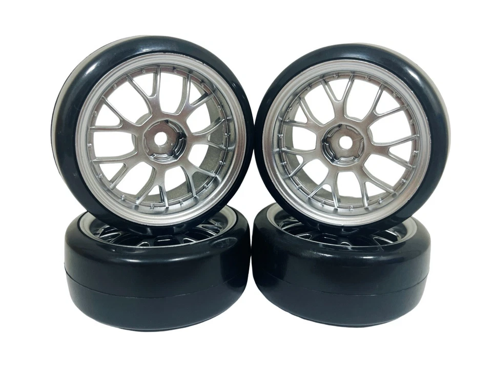 4PCS Drift Tires Wheels Rim 12mm Hex for HPI HSP 1:10 RC on Road Racing Car - Image 2 of 2