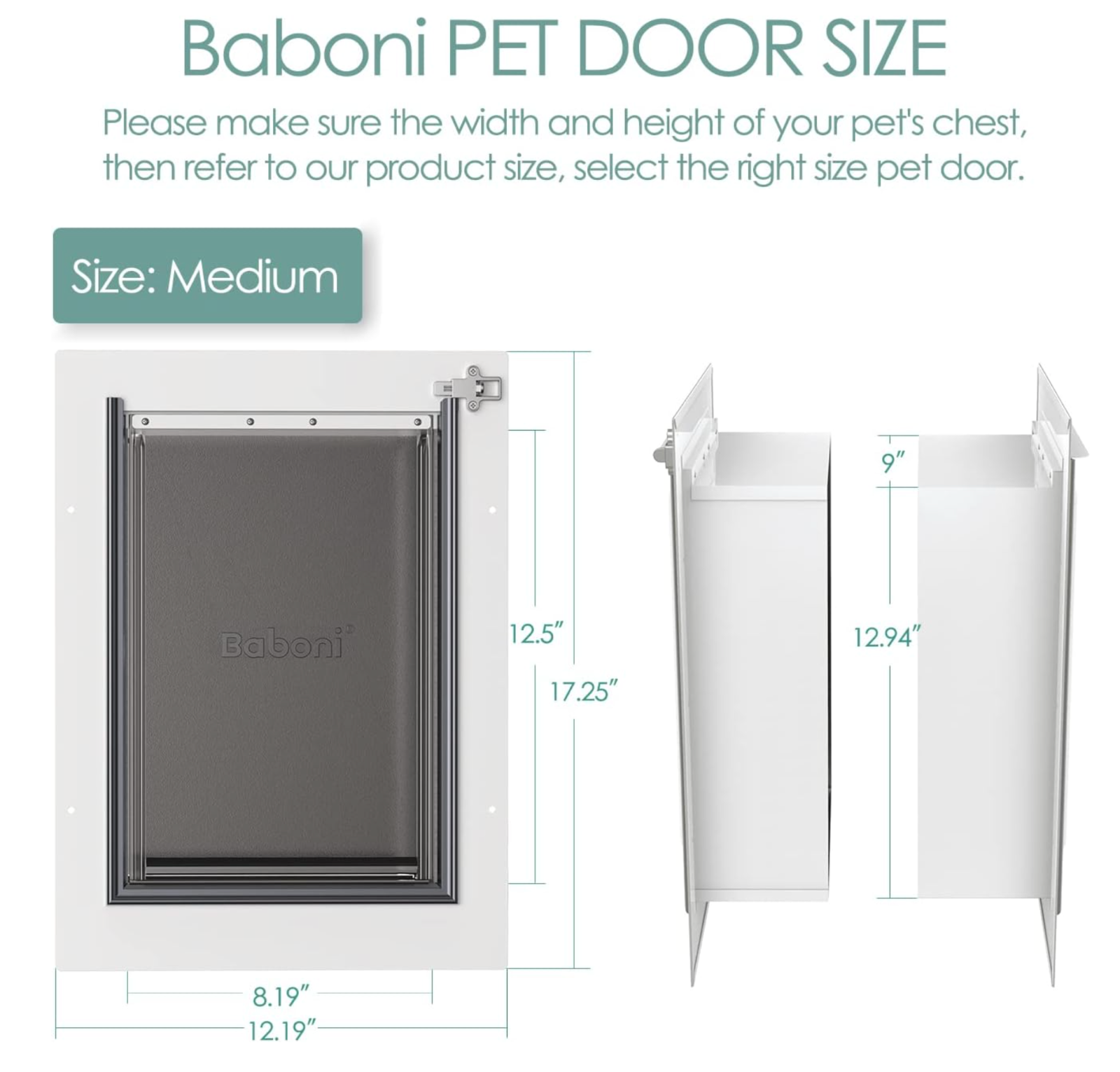 Baboni Dog, Pet Door for Wall, Steel Frame, Telescoping 40 lbs Dog