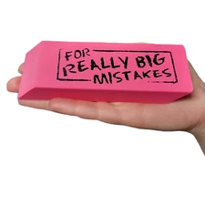 Jumbo Big "For Really Big Mistakes" Wedge Pink Erasers (5.5" x 2") Large Pencil