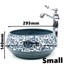 L&H Vintage Waschbecken Floral Bemalt – Rundes Keramikbecken 400 Mm, Handarbeit, Für Badezimmer & Gäste-WC