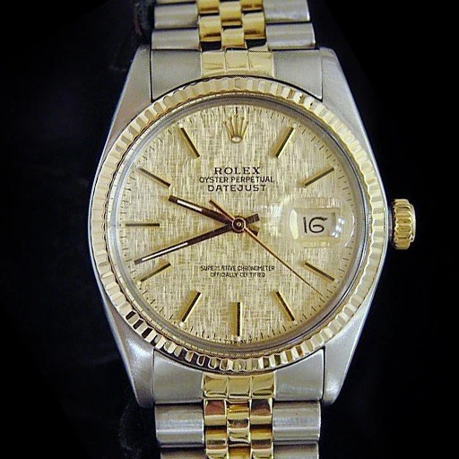 Rolex — Mens Rolex Two-Tone 18K Gold/Stainless Steel Datejust Jubilee Gold Linen 16013