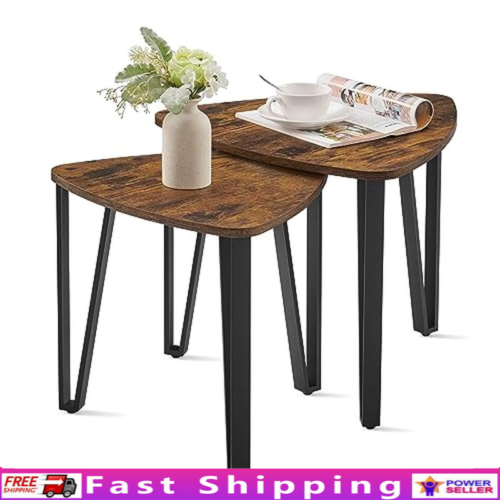 Nesting Coffee Tables Set of 2 Small Triangle End Tables Living Room Bedroom New